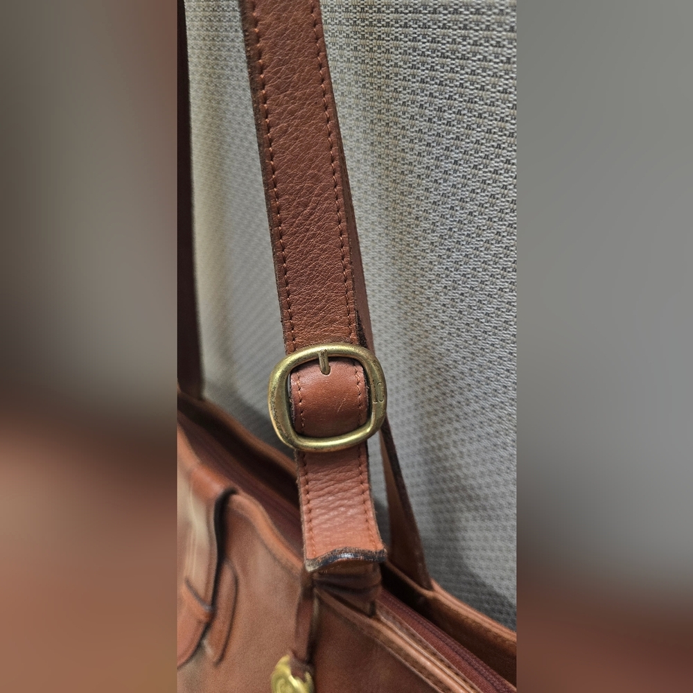 Liz Claiborne Vintage Brown Leather Tote Bag Messenger - Picture 5 of 16